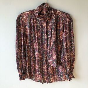 #16 vintage silk floral blouse